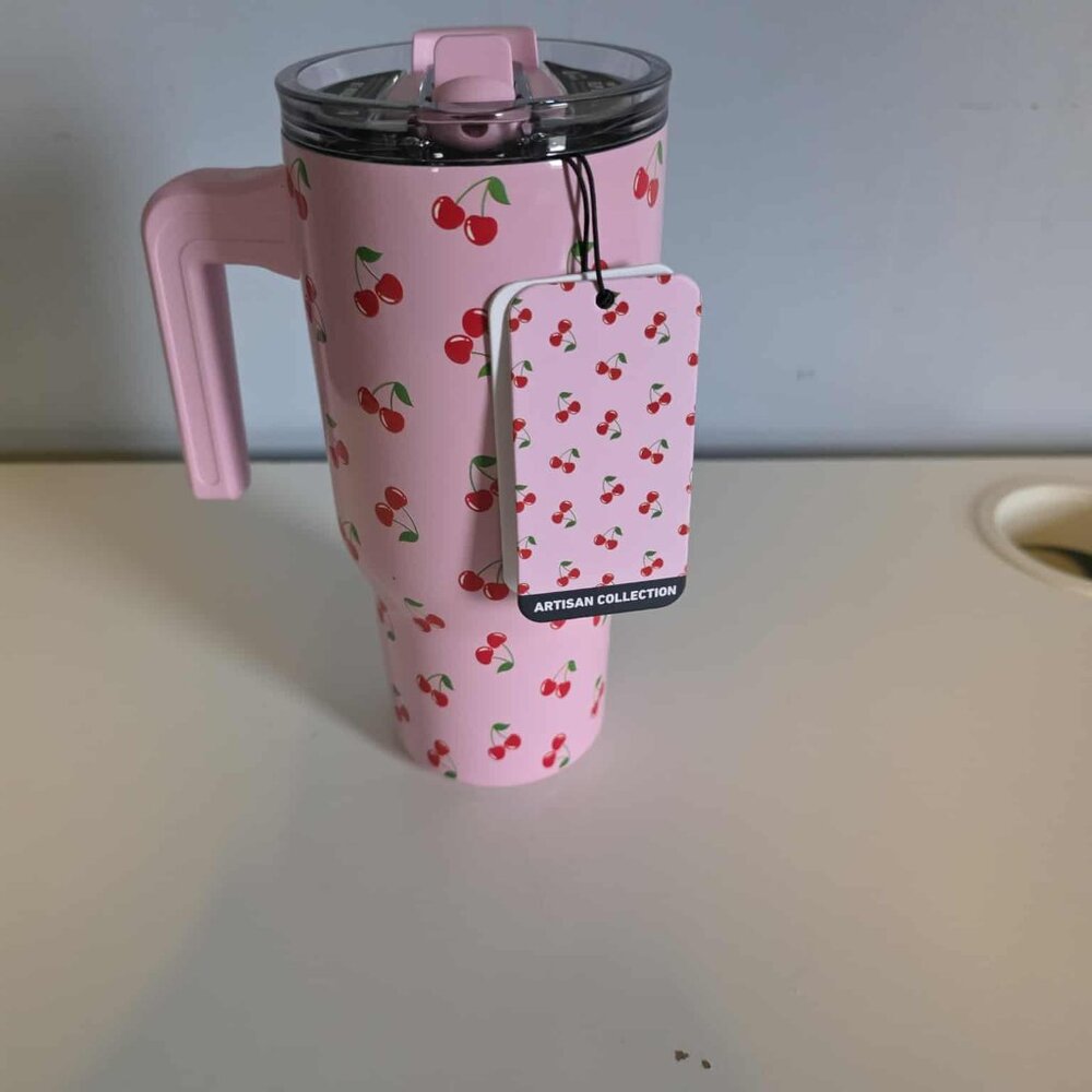 NWT HydraPeak Artisan Collection Cherries Voyager 25 oz Flip & Straw Lid - Picture 7 of 9